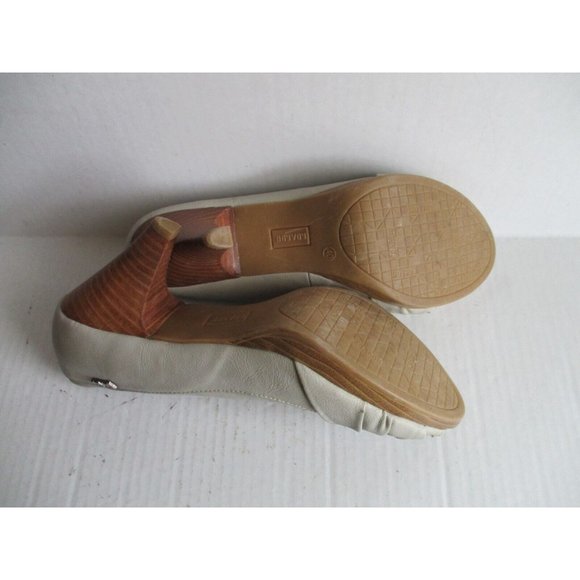 *HoyVoy Beige Taupe Leather Pumps Peep Toe Twisted Knot Vamp Stacked Heel - EU40 - Picture 9 of 10